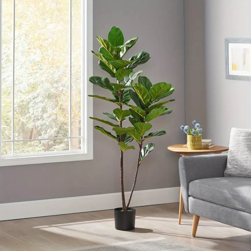 5ft Artificial Fiddle Leaf Fig Tree with Lush Green Leaves