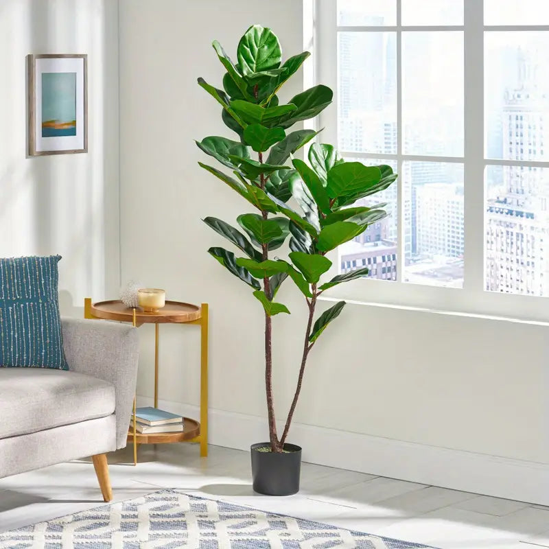 Lifelike Faux Fiddle Leaf Fig Tree for Home and Office Decor